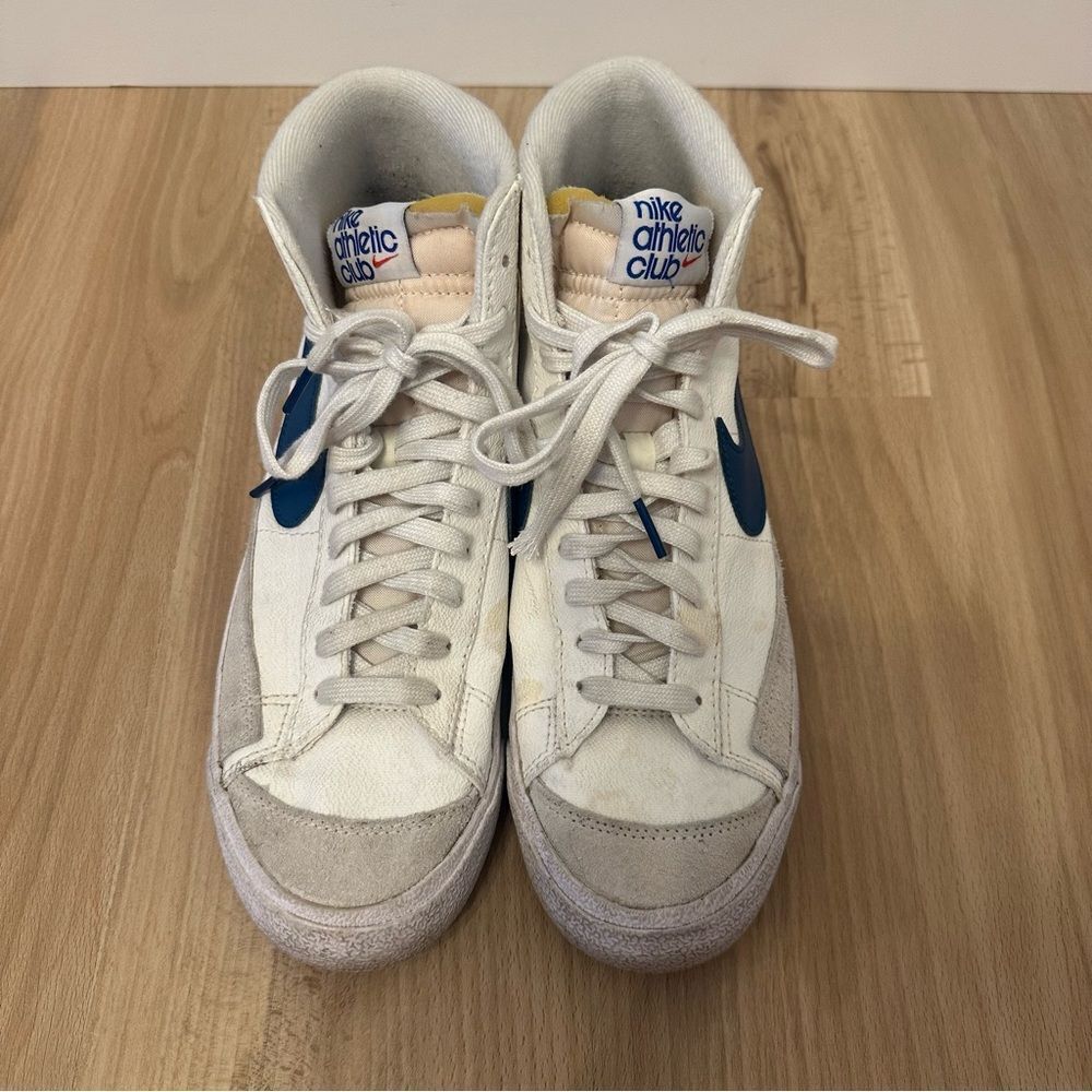 Nike Blazer Mid 77 Athletic Club White and Marina High-Top Sneakers - Picture 2 of 9